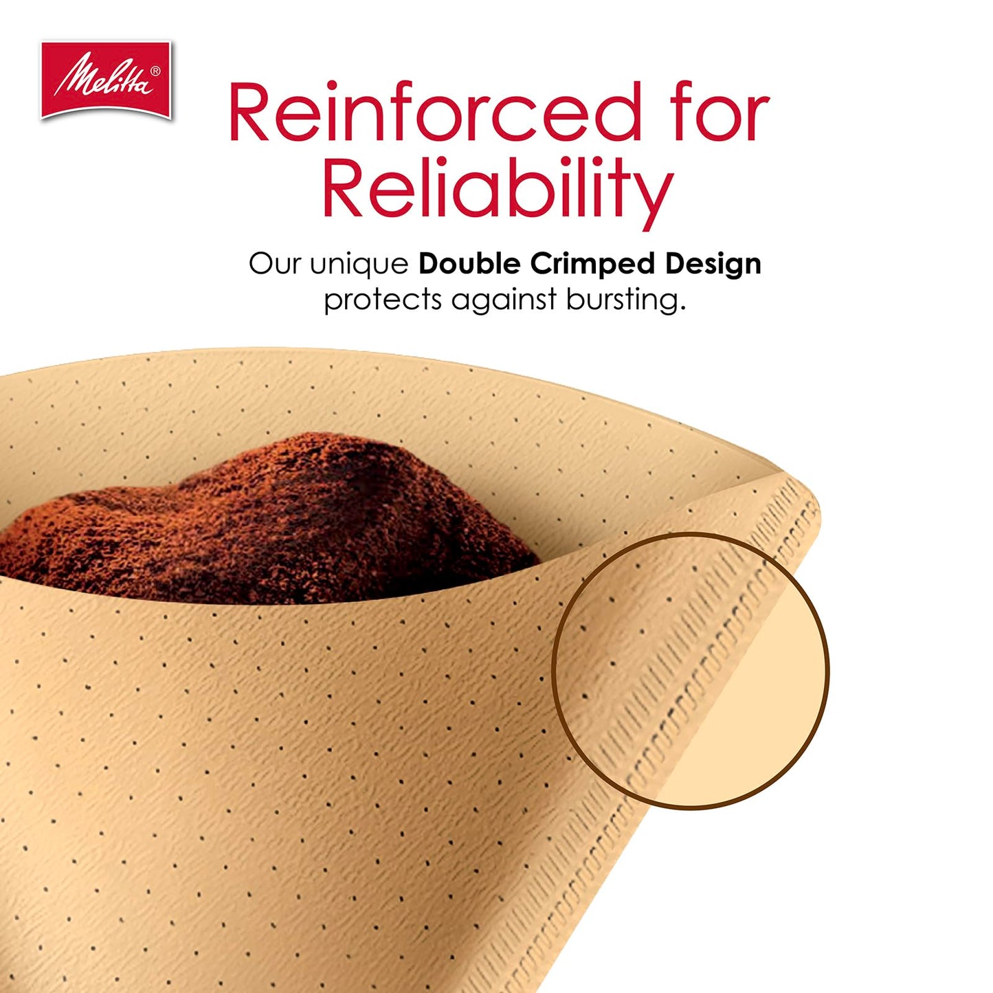 Melitta #2 Cone Coffee Filters, Natural Brown, 100 Count - Fits all 2-6 Cup Cone Coffee Makers and