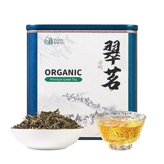 YUANSHENG China Premium Green Tea, Pure Green Tea Leaves, 100% Natural Organic Green Leaf Loose With Clean Aroma, Non-GMO, Gluten Free, Suitable for Tea Gifts, 2.1 Oz