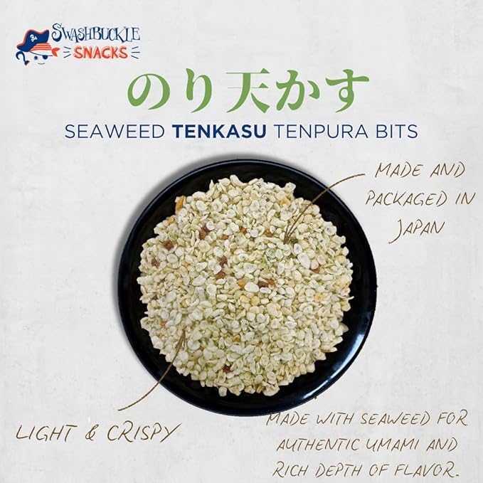 Seaweed Tenkasu Tempura Bits 10.58oz (300g), Authentic Japanese Snack by Swashbuckle Snacks, Made in Japan