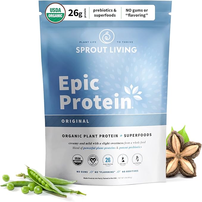 Plant Based Protein & Superfoods Powder, Original, Unflavored | Organic Protein Powder, Vegan, Non Dairy, Non-GMO, Gluten Free, Sugar Free, Perfect Keto Drink Mix (1 lb)