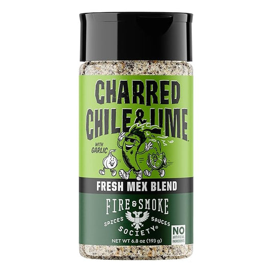 Fire & Smoke Society Charred Chile & Lime Mexican Seasoning | Jalapeno Peppers, Garlic, Salt and Lime | Grilled Chicken, Fish, Flank Steak, Shrimp, Potatoes, Avocados | M 6.8 oz