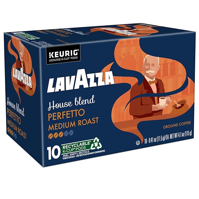 Lavazza House Blend Perfetto, Single-Serve Keurig K-Cup Pods, Medium Roast Coffee, 60-Count Box (6 Packs of 10)
