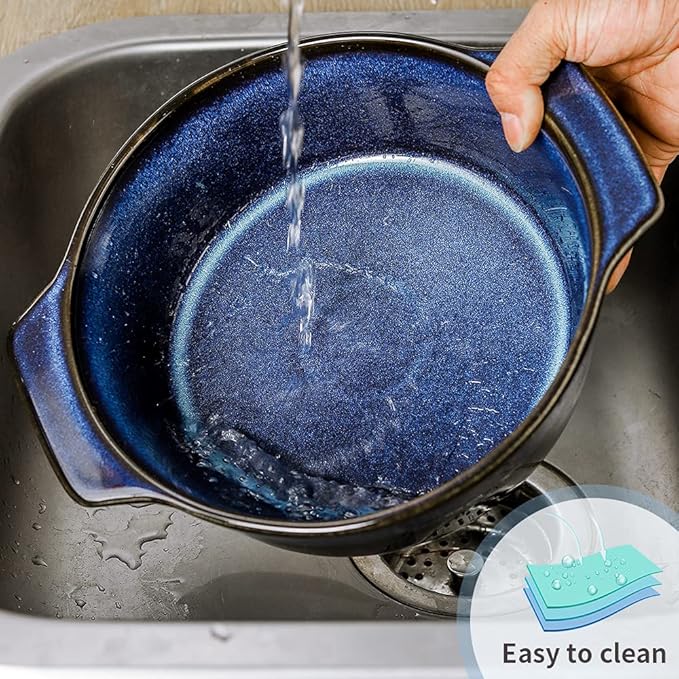 KOOV Ceramic Casserole Dish with Lid Oven Safe, 2 Quart Casserole Dishes, Covered Round Casseroles Dish Set, 9 inch Baking dish With Lid for Dinner, Deep Casseroles Cookware Set, Reactive Glaze