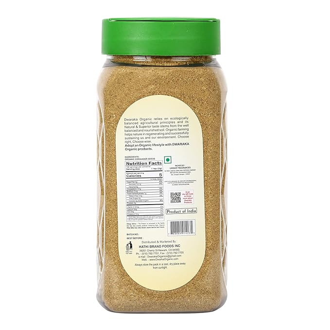 Dwaraka Organic - Coriander Powder, 7oz, Healthy, Organic, Non GMO, All Natural