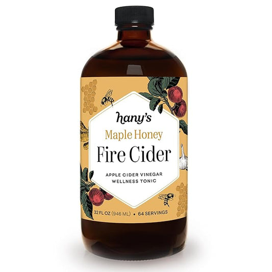 Hany's Harvest Maple Honey Fire Cider ??32 fl oz Glass Bottle | All-Natural, Small-Batch, Handcrafted, Non-GMO,