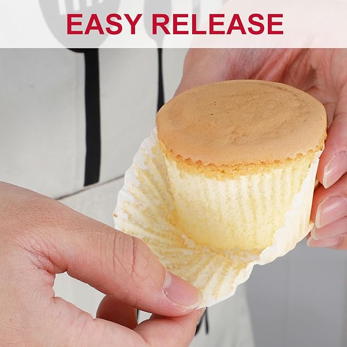 [300Pcs] Caperci White Mini Cupcake Liners for Baking - Odorless Greaseproof Paper Muffin Baking Cups for Wedding Birthday Party Baby Shower Festivals (White)