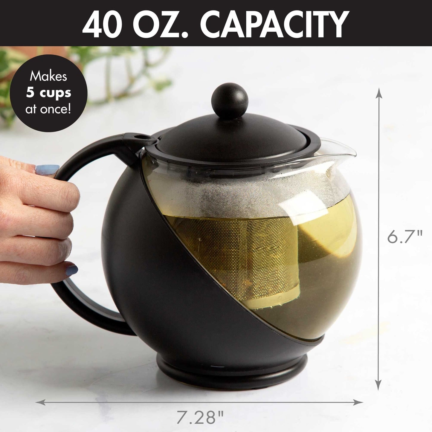 Primula Half Moon Teapot with Removable Infuser, Glass Tea Maker with Reusable Fine Mesh Stainless