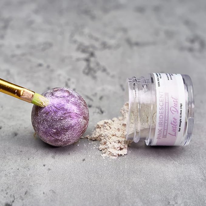 Bakell - Pink Iridescent Luster Dust & Paint - (4g, 1x Jar) | Edible Radiance for Baking, Decorations, and Beverages