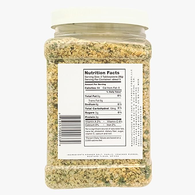 Jake's Famous Santa Maria Seasoning, 22 Oz Grill Seasoning, Tri Tip, Steak, Pork, Chicken, BBQ Rub, Brisket Rub, Sugar Free, Gluten Free, Traditional Style, (1.38 Pounds)