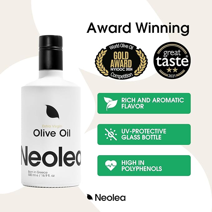 Neolea Greek Extra Virgin Olive Oil ??Single Origin, Early Harvest, High Polyphenol ??From Koroneiki Olives Hand Picked in Greece ??Fresh Aromatic Cooking Oil & Finishing Dishes ??16.9 fl. oz / 500ml