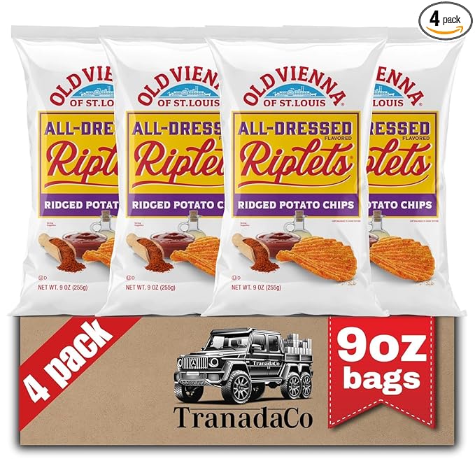 Old Vienna of St. Louis All-Dressed Flavored Riplets Ridged Potato Chips 9oz Bags (4 Pack) by TranadaCo