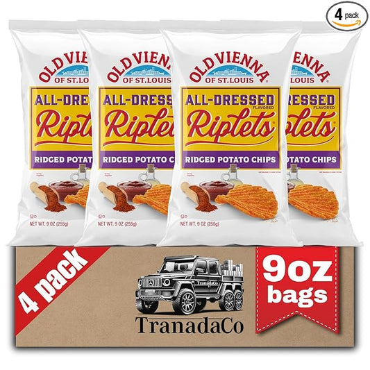 Old Vienna of St. Louis All-Dressed Flavored Riplets Ridged Potato Chips 9oz Bags (4 Pack) by TranadaCo
