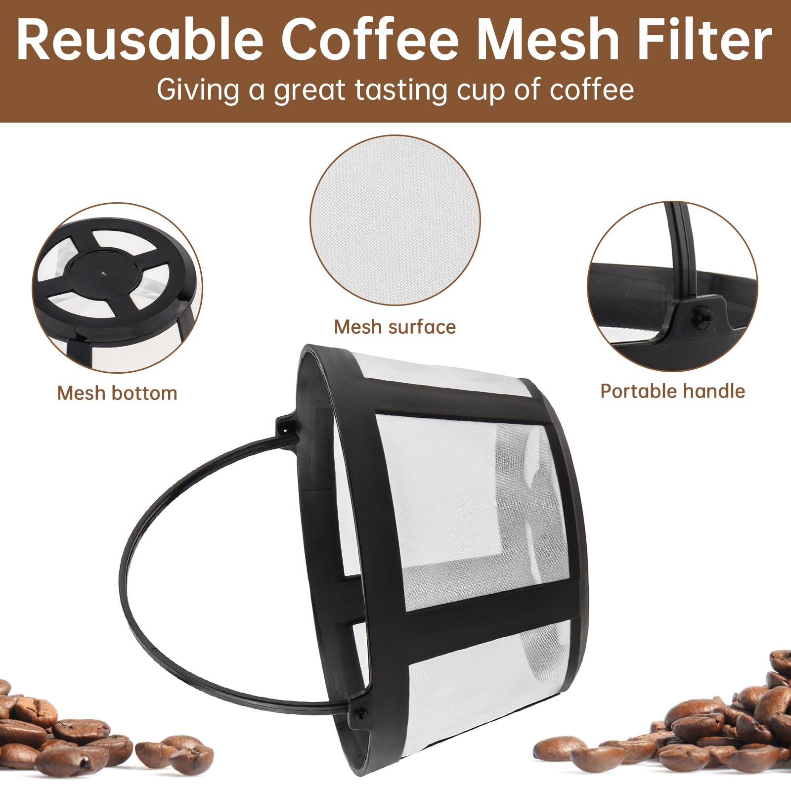 TQEONKL 8-12 Cups Reusable Coffee Filter Baskets 4-Pack, Compatible with Mr. Coffee, Black &