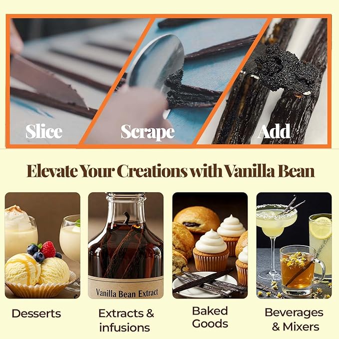 25 Whole Vanilla Beans Grade A + | Premium Vanilla Bean Pods for Making VanillaExtract | NON GMO | Perfect for Homemade Extract, Baking, Ice cream, Desserts |~6-8 Inches | NYVanilla.