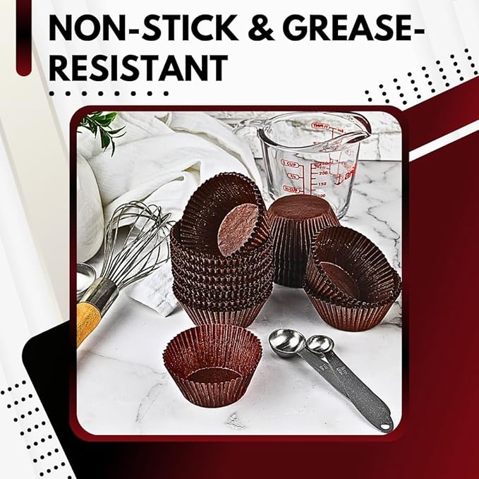 Green Direct Standard Size Brown Cupcake Liners ??Pack of 500 Paper Baking Cups for Muffin Pans, Carriers & Stands ??Bulk Non-Stick Cupcake Wrappers for Baking
