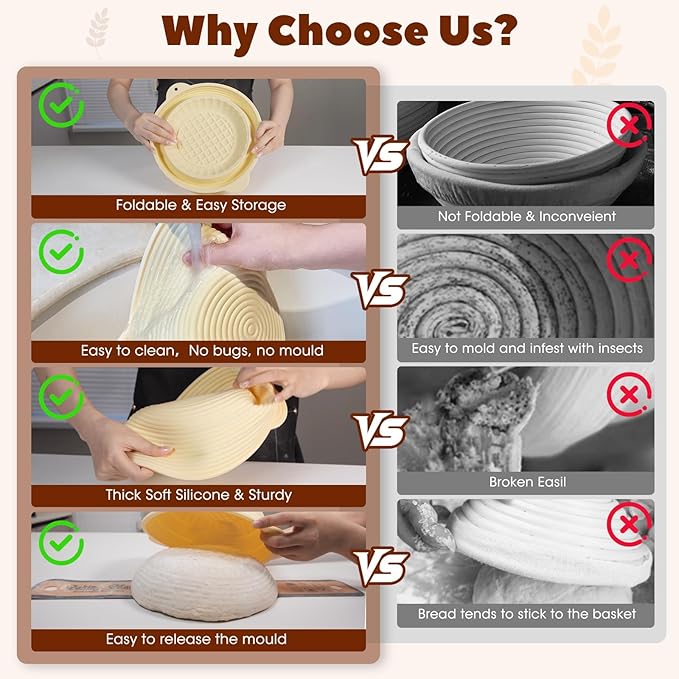 Sourdough Starter Kit,MQFORU Sourdough Bread Baking Supplies with 10" Round & 10" Oval baskets,Silicone Sourdough Bread Kit,Sour Dough Starter Kits for Bakers Wife Mom Women