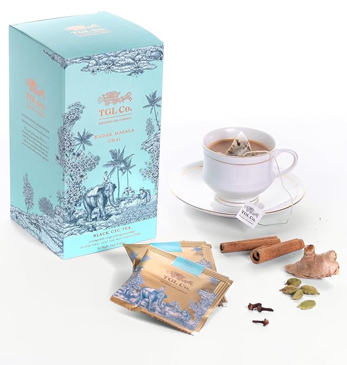 TGL Co. Kadak Masala Chai Instant Tea Premix – 14 Sachets | Bold Indian Spiced Chai Powder | Ready-to-Mix Hot Beverage
