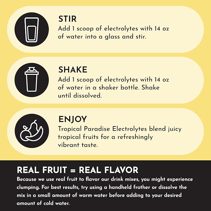 Tropical Paradise Electrolytes ??30-Serving Hydration Drink Mix with Coconut Water & Trace Minerals ??No Sugar Added, ??Pineapple Coconut Flavor