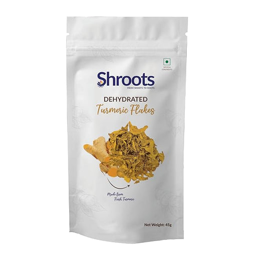 SHROOTS Dehydrated Turmeric Flakes Pure Vegetarian Gluten-Free 1.59 oz, Pack of 1