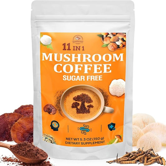Mushroom Coffee - Mushroom Coffee Organic with 11 Superfood Mushrooms, Includes Lion's Mane