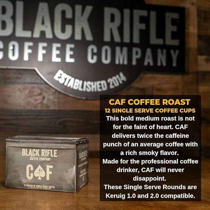 Black Rifle Coffee Company Medium Roast K Cups - Single Serve K Cups Coffee Pods - Kcup Pods Compatible with Keurig 1.0 & 2.0 - Made from Pure Arabica Beans (CAF, 12 Count)