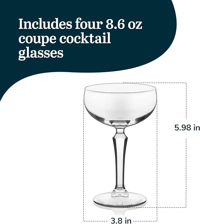 Libbey Capone Speakeasy Coupe Cocktail Glasses, Set of 4