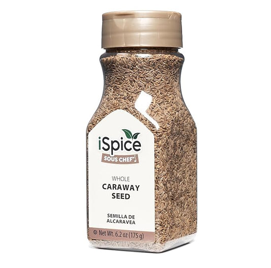 iSpice PREMIUM CARAWAY SEED | 6.2 Ounces Whole Caraway Seed Non-GMO No Fillers, No Agents, Black Caraway Seeds Essential Kitchen Herbs |5oz (140g)