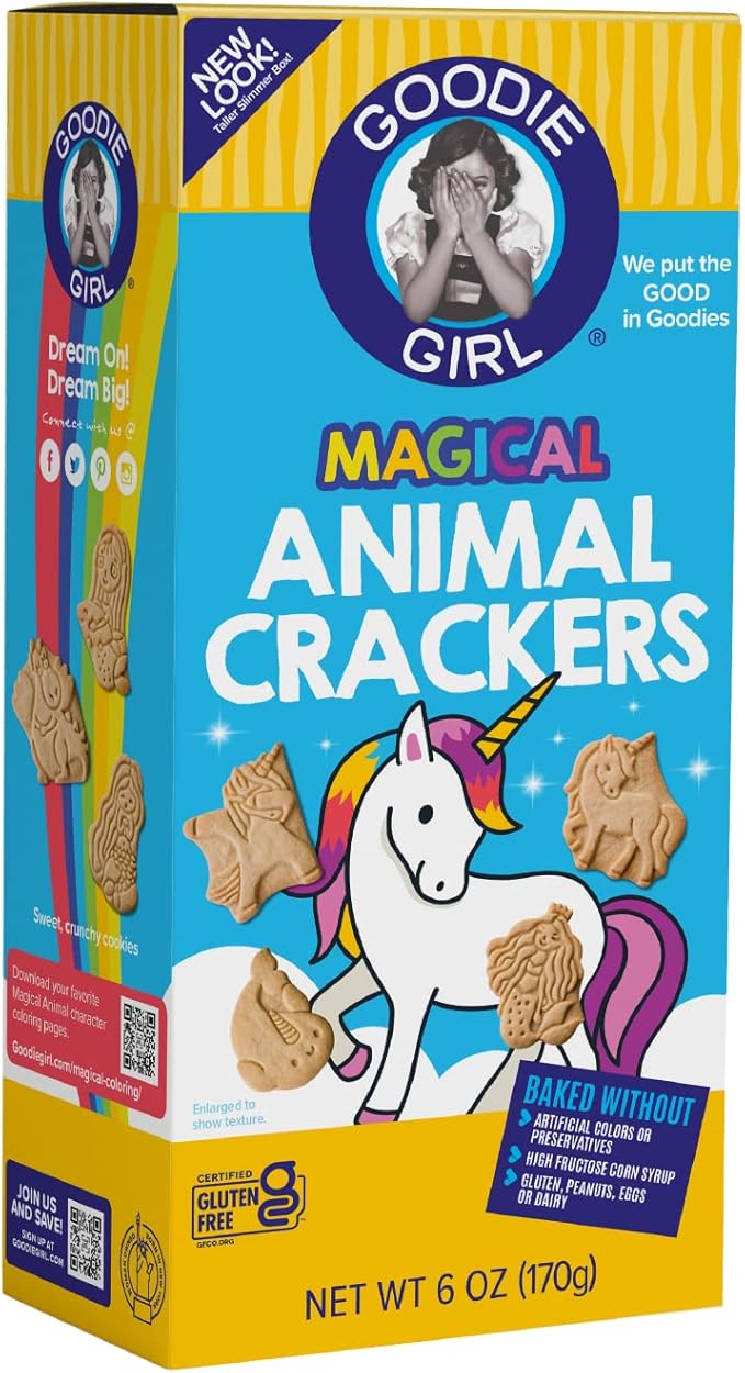 Goodie Girl Magical Animal Crackers – Gluten Free, Peanut Free, Dairy Free, Egg Free – Fun Shapes Like Unicorns & Mermaids – 6 oz Boxes (Pack of 3)