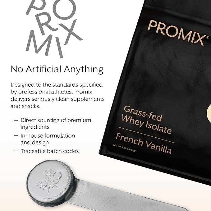 ProMix Nutrition Whey Protein Isolate Powder, Vanilla - Grass-Fed - 짯Post Workout Fitness & Nutrition Shakes, Smoothies, Baking & Cooking Recipes - Gluten-Free & Keto-Friendly - 2.5 Pound (Pack of 1)