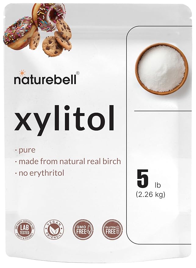 NatureBell Xylitol Sweetener, 5lbs | Natural Birch Crystal Source ??1:1 Sugar Substitute ??Sweet Flavor with No Erythritol ??Low Calorie & Glycemic Impact ??Sugar Free, No Aftertaste, Non-GMO