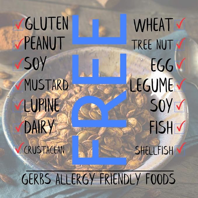 Gerbs Toasted Onion & Garlic Whole Pumpkin Seeds 2 lbs. | Small Batch Roasted, In-Shell, 10.5 mm Size, Resealable Bag | Bold & Savory Crunch | Top 14 Allergen-Free