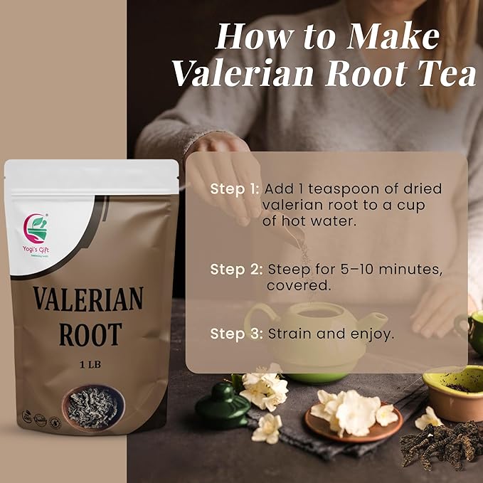 Valerian Root Whole 1 LB, 100% Natural & Pure, Perfect for Tea, Herbal Blends & Wellness Uses, 1 LB Bulk Pack, Resealable Bag for Freshness - By Yogi?™s Gift®