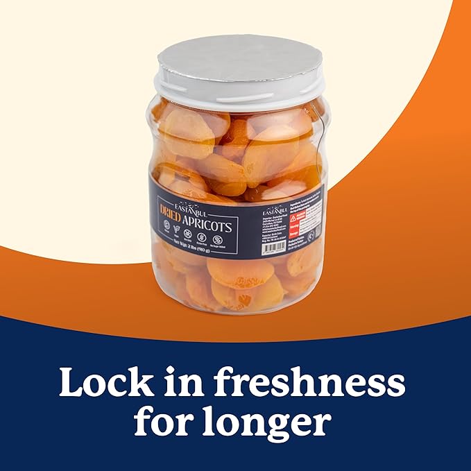 Eastanbul Dried Apricots, 2lb, Apricots Dried Fruits Snacks, No Sugar Added, Premium Turkish Fruit Yet Moist & Plump, Guilt-Free, Non-GMO, Whole Pitted, Vegan, Gluten Free
