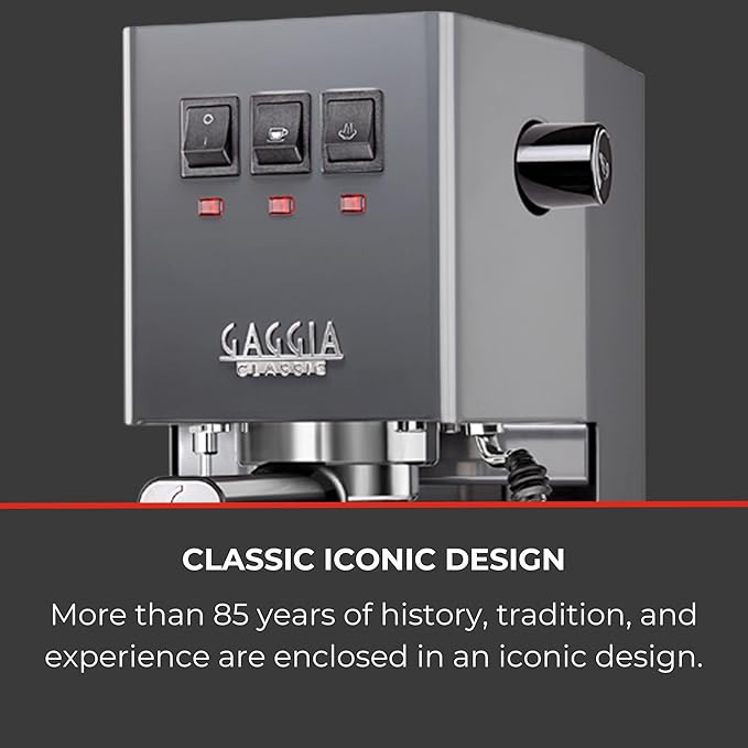 Gaggia RI9380/51 Classic Evo Pro Espresso Machine, Industrial Grey, Small