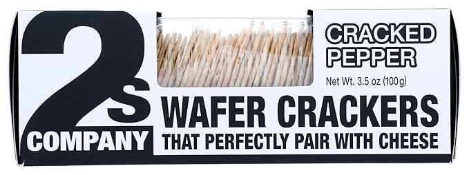 2's Company Cracked Pepper Wafer Cracker for Cheese, 3.5 Oz