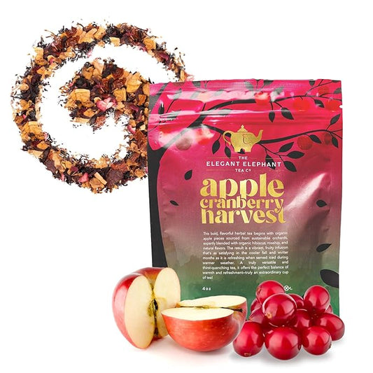 Apple Cranberry Harvest Tea, Organic Loose Leaf Herbal Tea ??Real Fruit, Summer Juice, Caffeine-Free, Refreshing Sweet Iced Drink ??4 oz Resealable Bag (Makes 50 Cups)