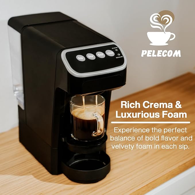 PeleCafe Coffee Machine – Compatible with Senseo Pods – Fast Brewing Single-Serve Coffee Maker with Rich Flavor Extraction, Crema Layer, Space-Saving Sleek Design, Barista-Quality Taste
