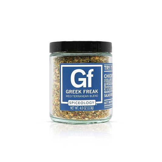 Spiceology – Greek Freak Mediterranean Seasoning – Greek Herbs & Spices for Chicken, Potatoes, Salad, Gyros, Pasta & Pizza – Fresh-Ground, Chef-Crafted Mediterranean Blend – 4 oz