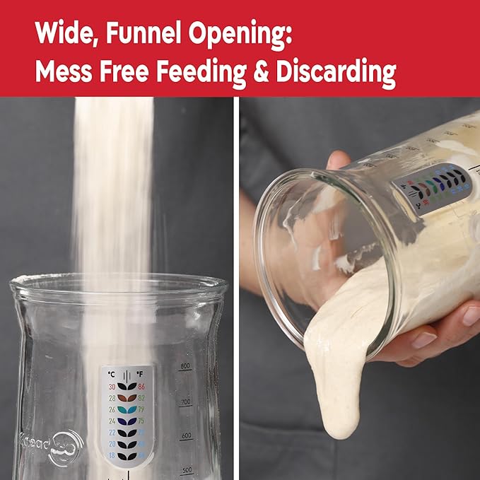 Pro Sourdough Starter Kit - 34oz Large Capacity Glass Fermentation Jar with Lid & Tracker, Sourdough Starter Fermenter for Homemade Sourdough, Bread Dough Prep & Culinary Fermentation, 2 Pack