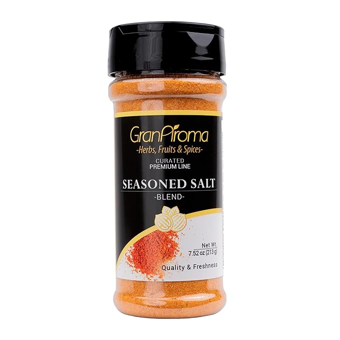 GranAroma Seasoned Salt, Savory Blend, Seasoning for Grilled Meats, Roasted Vegetables, and Soups (7.52 Ounce)