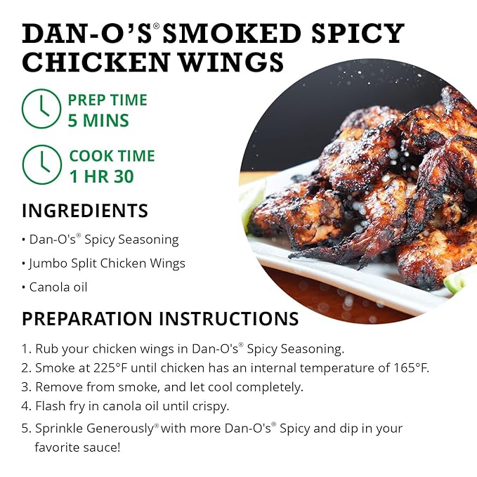 Dan-O's Spicy Seasoning, 2.5 oz Bottle, Hot Seasoning for Chicken, Wings, Burger Patties, Veggies and More, Sugar Free, Zero Calorie, Use this Spicy Blend to Craft a Marinade, Dry Rub or Sauce