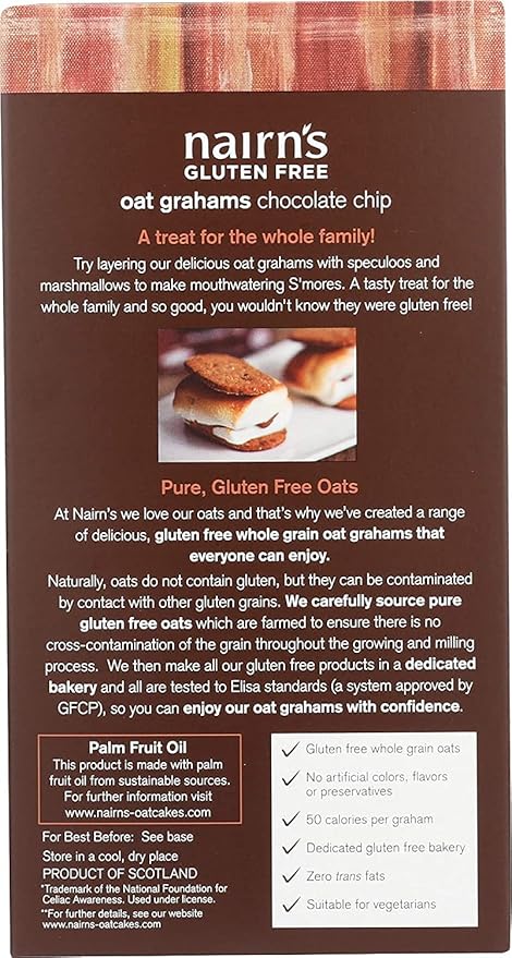 Nairn's Gluten Free Chocolate Chip Oat Grahams, 3 Packs/5.64 oz