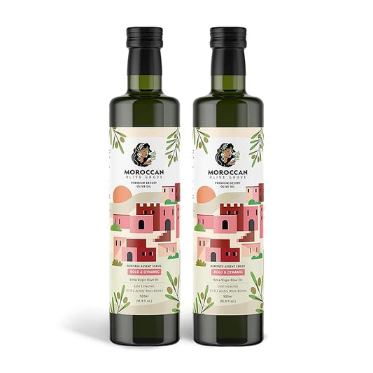 MOROCCAN OLIVE GROVE - The Red Olive Oil, Bold & Dynamic Cold-Pressed Desert Olive Oil Extra