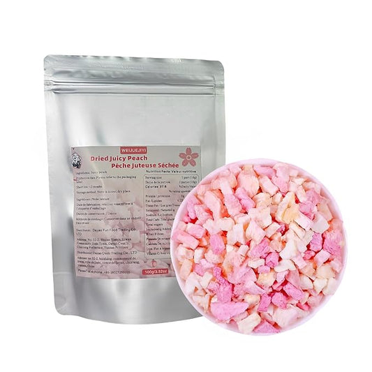 WEIJUEJIYI Freeze-dried diced Peach 100g (3.52oz) Dried Peach, Cake Decoration Ingredients, Vegetarian, No Additives, Dried Fruit