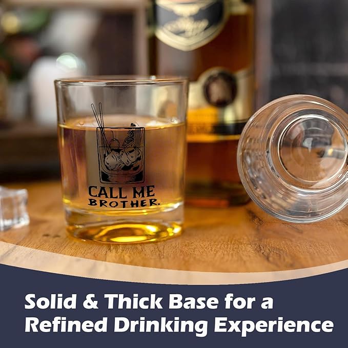 Brother Gifts Whiskey Glasses 10 oz, Gifts for Adult Older Brothers, Funny Old Fashioned Rocks Glasses for Men Drinking Scotch Bourbon Cocktail Liquor Vodka