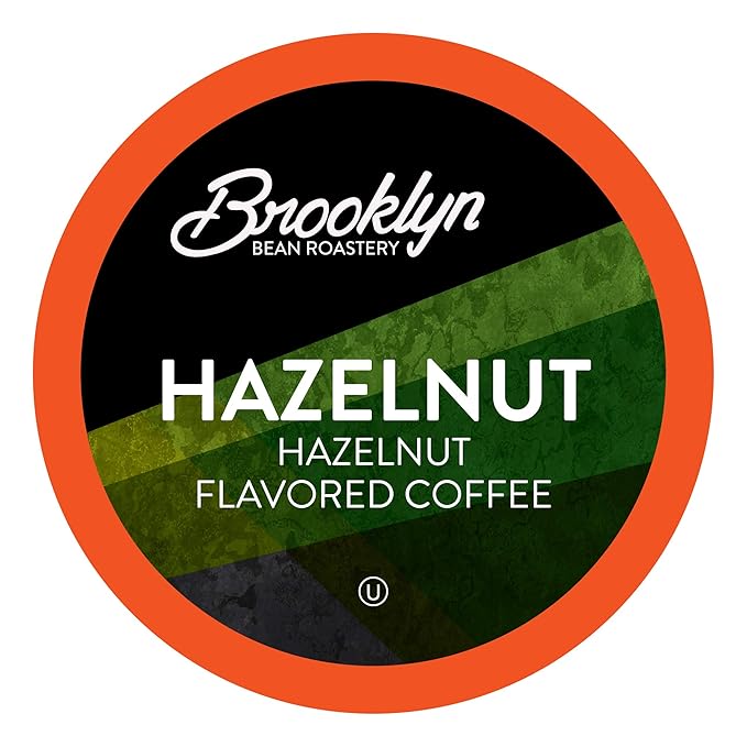 Brooklyn Beans Hazelnut Flavored Gourmet Coffee Pods, Compatible with 2.0 Keurig Coffee Pods Brewers, 72 Count