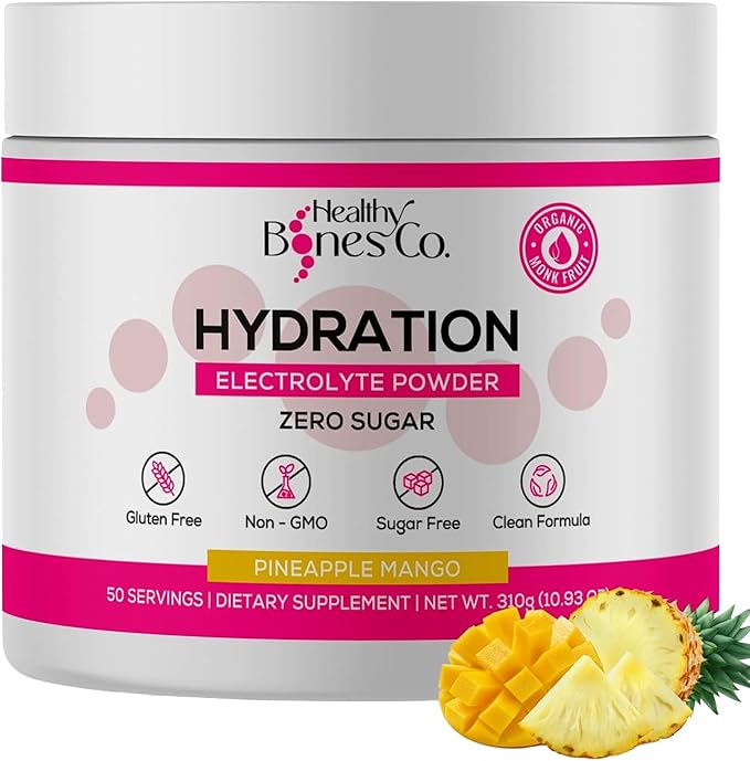 Sugar-Free Electrolyte Powder Drink Mix Fast Hydration Naturally Sweetened with Organic Monk Fruit, Pineapple Mango Flavor (310g) with Key Electrolytes and Trace Minerals ?“Keto Friendly, Vegan