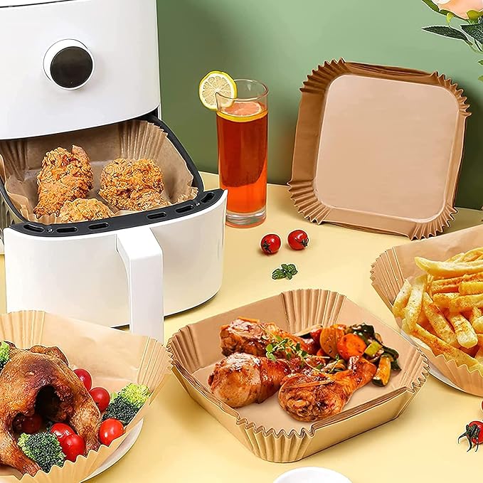 Mini Air Fryer Liners for CHEFMAN 2 Qt Air Fryer, 5.5inch Square Small Air Fryer Disposable Paper Liners, Compatible with Cosori 2.1Qt, Dash 2.6Qt, Instant Vortex 2Qt amd other 2-3Qt Mini Air Fryers