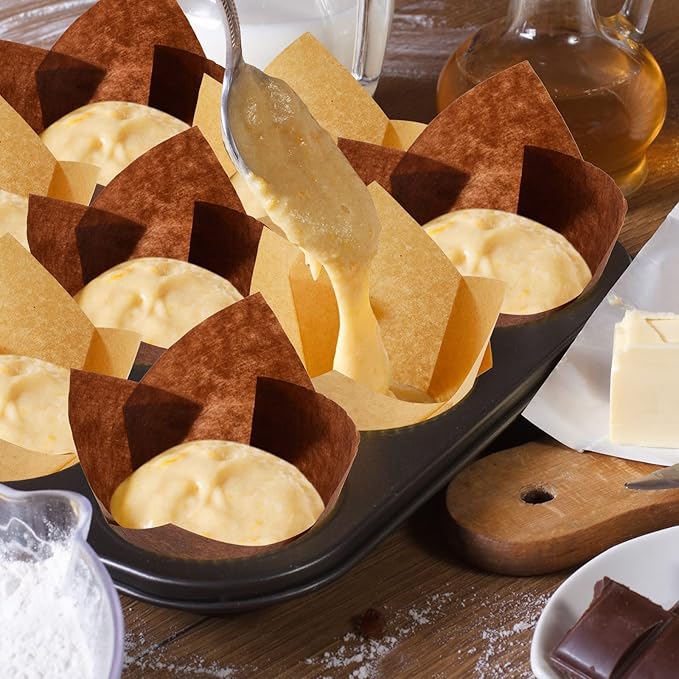 800 Pcs Tulip Cupcake Liners Baking Cups Muffin Baking Cupcake Liners Wrappers Greaseproof Tulip Cups Holders for Party Wedding Birthday Baby Showers(Solid,Classic Style)