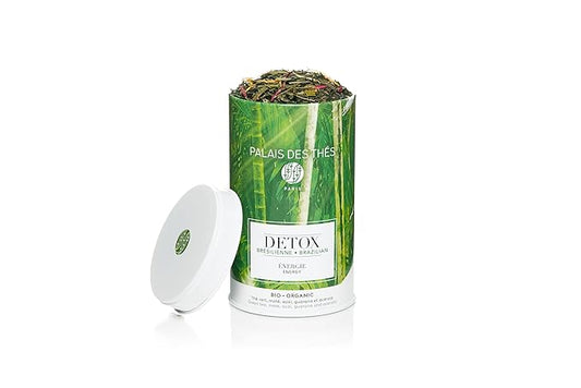 Palais des Th챕s - Organic Brazilian Wellness Green Tea for Energy with Matcha, Mate, Guarana, A챌ai, and Acerola - 3.5oz Loose Leaf Metal Gift Tin - Serves 17 cups